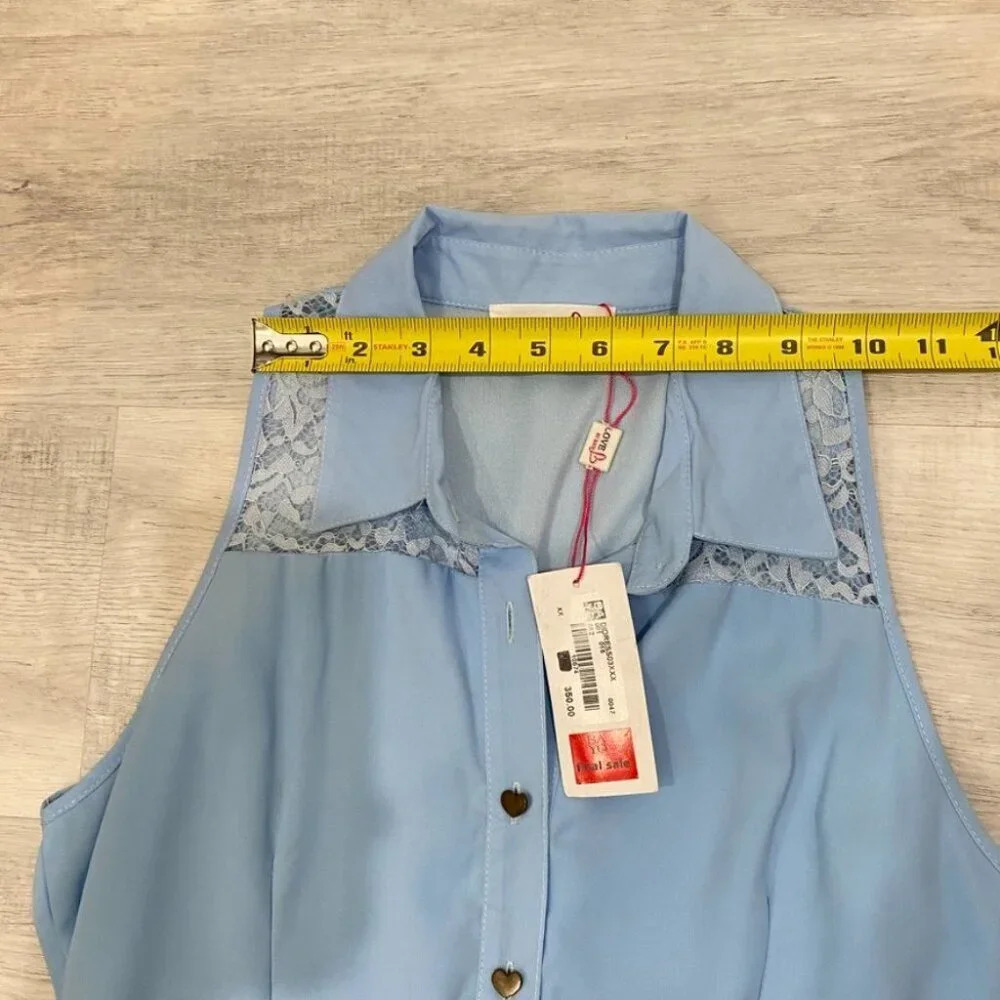 Love By Bayo Women's Med Blue Lace Fitted Flare Dress in Baby Blue NWT Lined - Picture 7 of 16